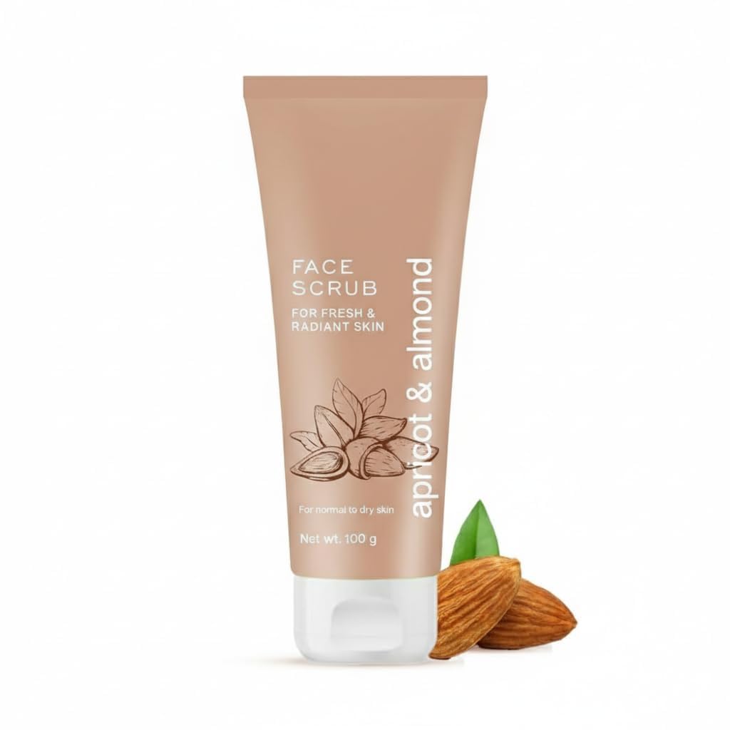 Apricot & Almond Face Scrub for Exfoliating, Deep Cleansing Facial Scrub for Dry & Dull Skin, Gentle Exfoliator for Smooth, Radiant Skin 100g