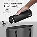 POWCAN 18oz Stainless Steel Slim Water Bottle: Sweatproof, Flex Cap, Lightweight, Standard Mouth, Top Handle, Vacuum Insulated Flask with straw for Office, Adults, Commute, Workouts (Midnight Black)