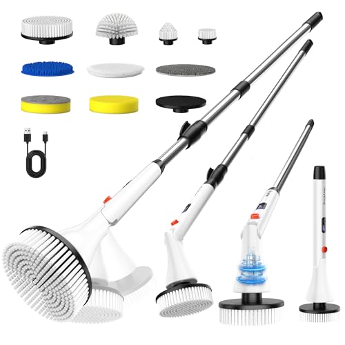 Image of MayKing Electric Spin Scrubber with 9 Brush Heads, IPX7, Model White