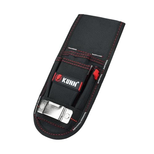 KUNN Small Tool Pouch with Belt Clip Utility 4-Pocket Pouch Holster Lightweight Small Tool Belt Pouches for Carpenters, Technicians, HVAC