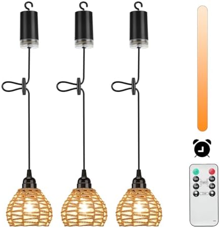 thumbnail: Lightsjoy Kroonluchter 3er Set Boho Hanglamp Batterij - Outdoor Indoor Met Afstandsbediening, Dimbaar & IP65 Waterdicht