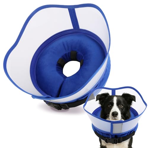 Soft Dog Cone Collar, Inflatable Cones Alternative After Surgery with Anti-Lick Shield, for Large/Medium/Small Dogs to Stop Licking, Elizabethan Neck Ecollars of Shame, Comfy E Pillow Recovery by Inspack - Used condition - US$12.32