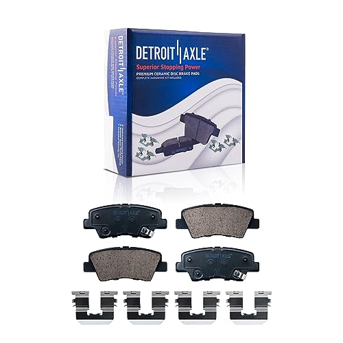 Image of Detroit Axle - Rear Brake Kit for 2012-2017 2019 Hyundai Accent | 2012-2017 Kia Rio, 2013 2014 2015 2016 Disc Brake Rotors Ceramic Brake Pads Replacement 10.32 inch Rotors