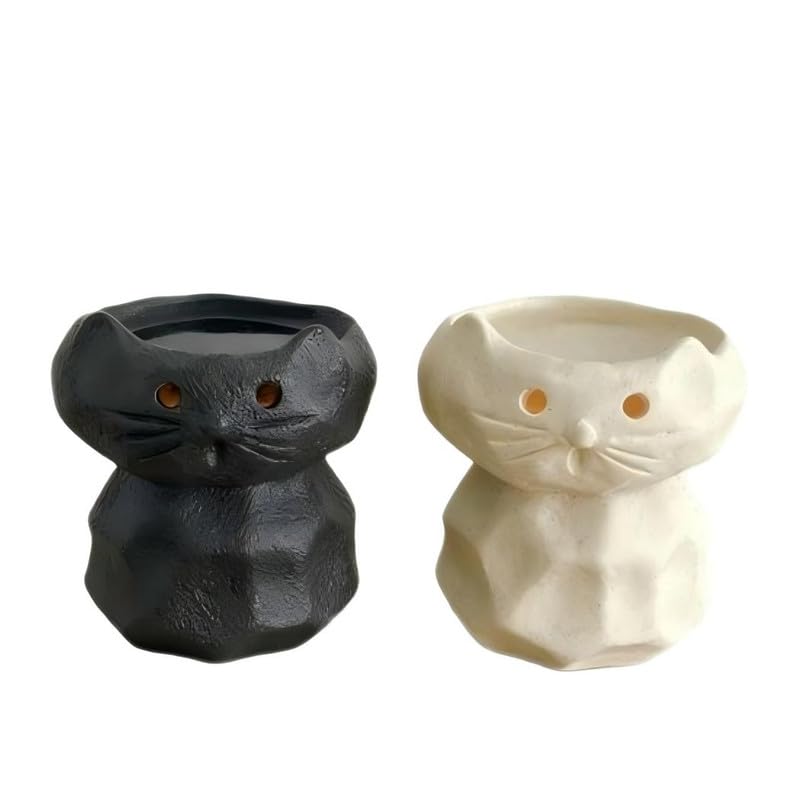 Calentador de Cera Cerámico en Forma de Cabeza de Gato Negro miniatura 7