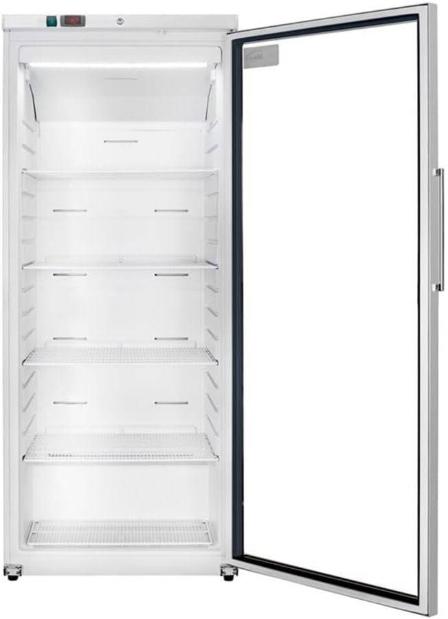 Pemberly Row 21 Cu. Ft. Auto Defrost Glass Door Upright Freezer, White Finish, Digital Temperature Control, 5 Adjustable Shelves, Freestanding Commercial Freezer for Restaurant or Kitchen Use