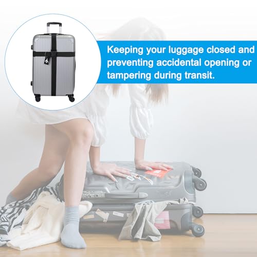 Image of PATIKIL Luggage Strap with Luggage Tag and Loop 78 inchx2 inch, 3 Set Adjustable Suitcase Belt for Travel Packing Bag Closure Identify, Black