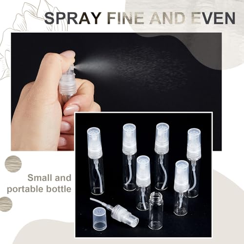 60 Pcs Clear Mini Glass Perfume Sample Spray Bottle, 5ml & 3ml Glass Decants for Perfumes Refillable with 10 Pcs 3ml Pipette, Portable Fine Mist Perfume Atomizer for Travel4