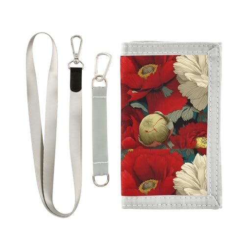 FOLIOSA Anime Flowers Kids Wallet for Boys Girls Youth, Compact Fabric 4.9×2.9 in