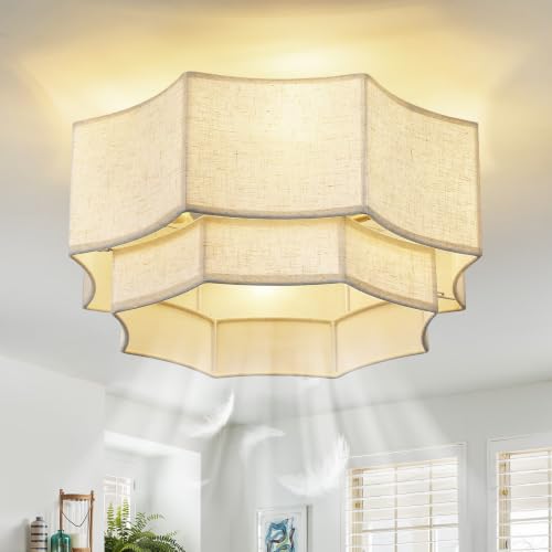 mnikopE 20'' Flush Mount Boho Caged Ceiling Fans with Lights and Remote