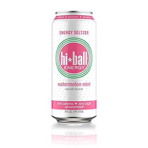 Hiball Energy Seltzer Water, Caffeinated Sparkling Water Made With Vitamin B12 And Vitamin B6, Sugar Free (8 Pack Of 16 Fl Oz), Watermelon #TOP3