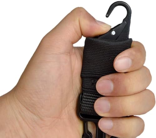 1 Punkt Gewehr Sling Nylon Tactical Multi Gun Gurtband mit verstellbare Schulterpolster und elastischer Kordel für Jagd Camping Outdoor Sport, Schwarz