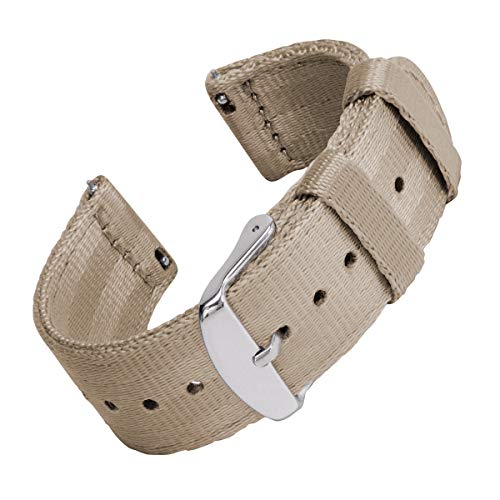 Archer Watch Straps - Seat Belt Nylon Quick Release Watch Bands (Khaki, 22mm)