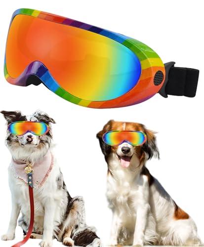 Pets Sunglasses with Glass Cleaning Cloth for Medium,Large Dog UV Goggles Breathable Sweat Windproof Anti-Dust Snowproof Glasses with Elastic Straps Rainbow Pattern Pets Sunglasses with Glass Cleaning Cloth for Medium,Large Dog UV Goggles Breathable Sweat Windproof Anti-Dust Snowproof Glasses with Elastic Straps Rainbow Pattern