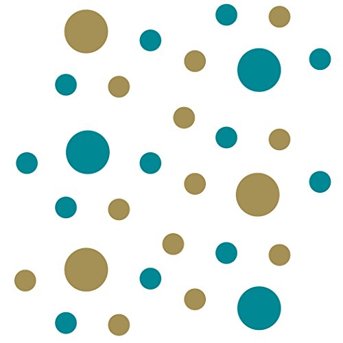 DecalVenue.com Turquoise/Metallic Gold Vinyl Wall Stickers - 2 & 4