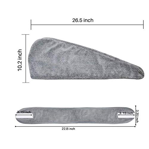 Hair Towel Bamboo Fiber Towel Set Drying Hair Wrap For Women And Girls Gray+Stripe #TOP6