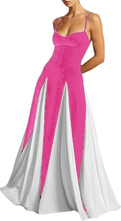 LOUSEA Womens Black & White Spaghetti Strap Dress Sleeveless Flowy Maxi Dress Big Swing Loose Fit Summer Dress