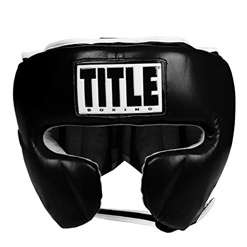 image for Title Boxing Leather Sparring Headgear, Black, Regular