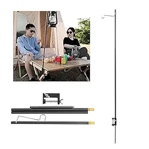 Set of 2 Camping Light Stand, Dual-use Light Stand, Aluminum Alloy Foldable Durable for Backpacking BBQ Picnic(Black)