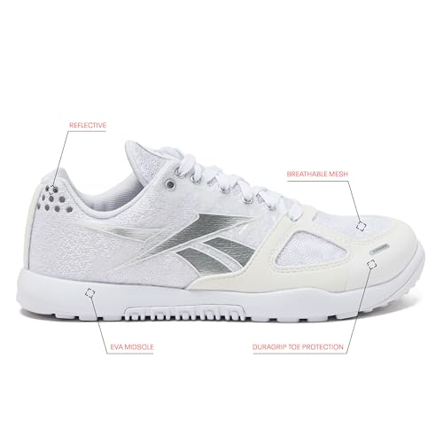 Reebok Women's Nano 2.0 Sneaker, White/Silver Metallic, 6