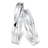Calefee Anillos de boda para parejas, anillo de compromiso de oro blanco de 9 K/14 K/18 K para él y ella, auténtica con diamante y moissanita, talla 7 a 30, Dimensioni Personalizzabili, Metal