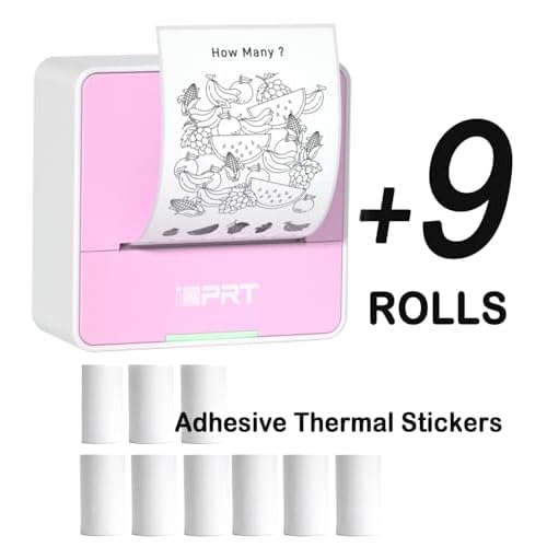 iDPRT S2 Mini Printer with 9 Rolls Thermal Sticker Paper Bundle, Blue