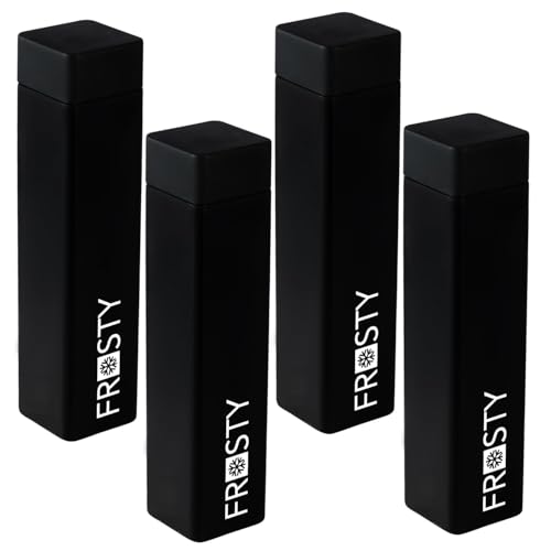 Image of Frosty Square Fridge Water Bottles Set of 6 | 1 Litre BPA Free Plastic Fridge Bottles | Slim Refrigerator Water Bottle Set for Home & Office (Z BLACK)