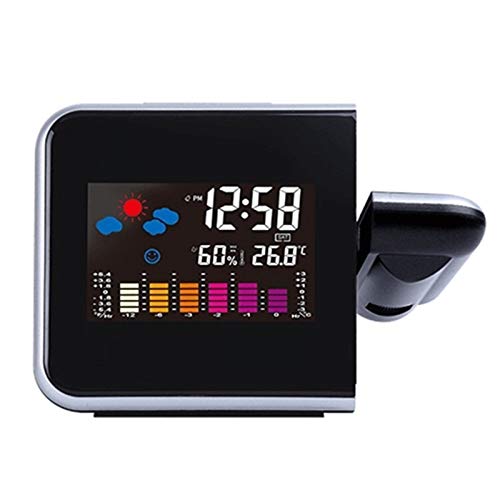Digital-Projektions-Wecker mit LED-Anzeige Indoor Wetterstation 12-Stunden-Anzeige Silent-Projektions-Wecker for Heim Für Schlafzimmer Office