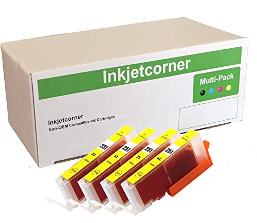 Inkjetcorner 4 Pack YELLOW Compatible Ink Cartridge Replacement for CLI-251XL CLI-251 MG5420 MG5422 MG5520 MG5620 MG6320 MX722 MX922 MG6420 MG6620 MG5522 MG7120 MG7520 with CHIP installed