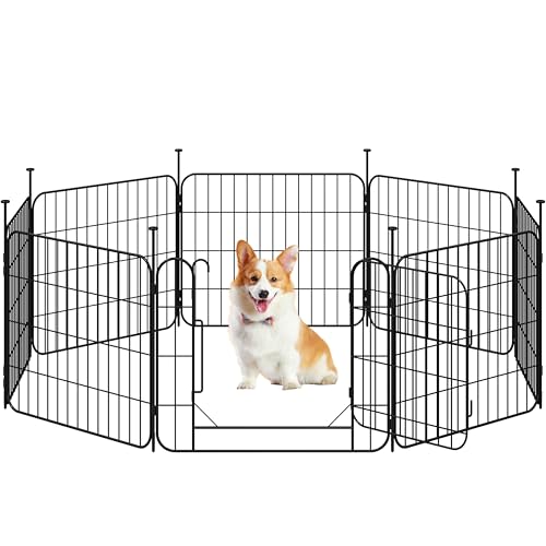 Yaheetech Recinto per Cani da Interno ed Esterno, 50 cm di Altezza a 8 Pannelli, Box Kennel Cancelletto Pieghevole per Cuccioli Conigli Gatti, Recinzione Cancello per Animali Domestici in Acciaio