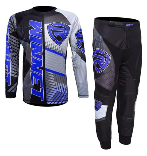 WinNet Completo tuta kit per moto da cross enduro quad fuori strada maglia maglietta e pantalone completino (L)