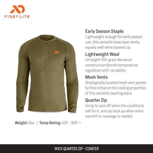 First Lite Men's Wick Quarter Zip - Ultralight Merino Wool Camo Hunting Baselayer2