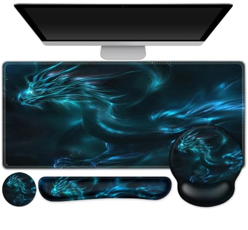 Tapis de souris avec coussin en gel ergonomique repose-poignet clavier et grand sous-main
