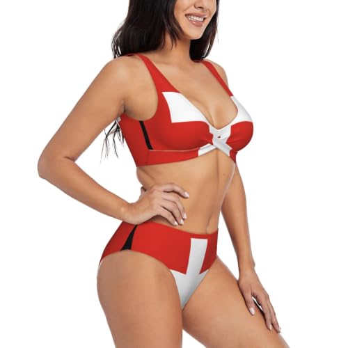 Bikini triangle réglable motif suisse doté de coussinets push-up - 2