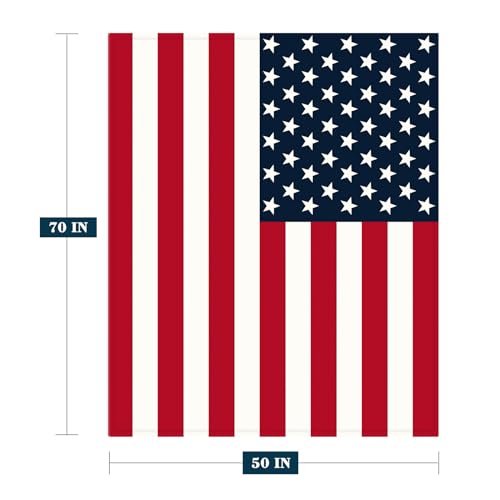 Image of YeeJu American Flag Large Throw Blanket Patriotic 4th of July Memorial Day Fourth of July Throw Blanket for Couch Bed Soft Fleece Blankets Stars and Stripes Red White Blue Veteran Blanket 50x70