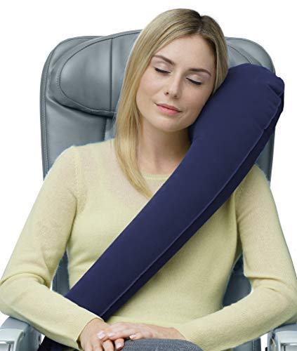 TRAVELREST Ultimate Travel Pillow & Neck Pillow - Straps to Airplane Seat & Car - Best Accessory for Plane, Auto, Bus, Train, Office Napping, Camping, Wheelchairs (Rolls Up Small)