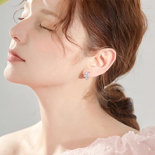 Justkidstoy Hypoallergenic Cat Earrings 925 Sterling Silver Cute Animal Kitten Huggie Hoop Earrings Cat Jewelry Gifts For Women Girls Pet Lovers thumb #4