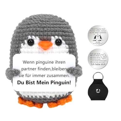 Mini Pinguin Ich Liebe Dich Geschenke, Jahrestag Geschenk für Frauen, Pinguin Puppe mit Liebesmünzen Karte, Pocket Hug Pinguin, Romantische Geschenk für Ehefrau Hochzeitstag...