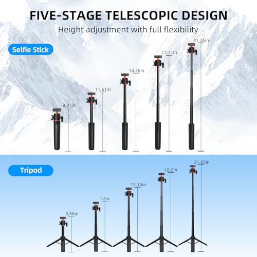 Image of 21 inch Action 6 Camera Tripod, Magnetic Quick Release Adapter Selfie Stick Extended Pole Handle Grip with 360 Ball Head & Cold Shoe Mount, Mini Table Desk Tripod for DJI Osmo Nano Accessories