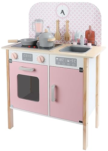 Leomark Rosa Kinderküche aus Holz Menfi Spielküche ab 3 Jahren Holzküche für Kinder Spielzeugküche mit Zubehör Küchenset in Pastellfarben Höhe 81 cm Geschenk Spielspaß mit Uhr Waschbecken Leomark Rosa Kinderküche aus Holz Menfi Spielküche ab 3 Jahren Holzküche für Kinder Spielzeugküche mit Zubehör Küchenset in Pastellfarben Höhe 81 cm Geschenk Spielspaß mit Uhr Waschbecken