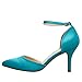 ELEGANTPARK HC1811 Teal Green Heels Pointed Toe High Heels for Women Sexy Ankle Strap Closed Toe Bridal Wedding Shoes Satin Evening Party Prom Dress Shoes Pumps Turquoise US 6