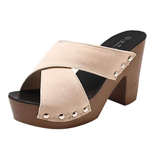 Moda: Sandali moda con tacco estivi, combina lo stile classico con il design alla moda, godendo al tempo stesso di comfort e tendenze.