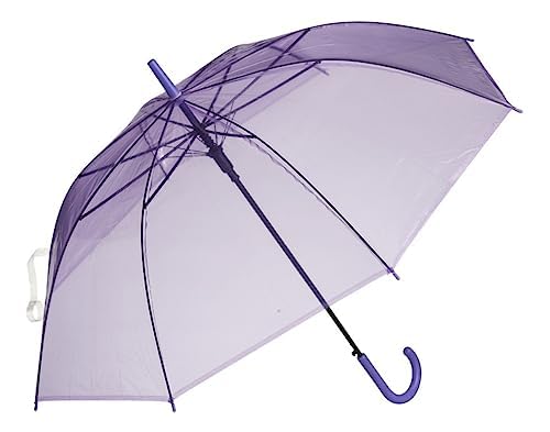 Guarda Chuva Transparente Automático Resistente Cabo Curvo (Roxo)