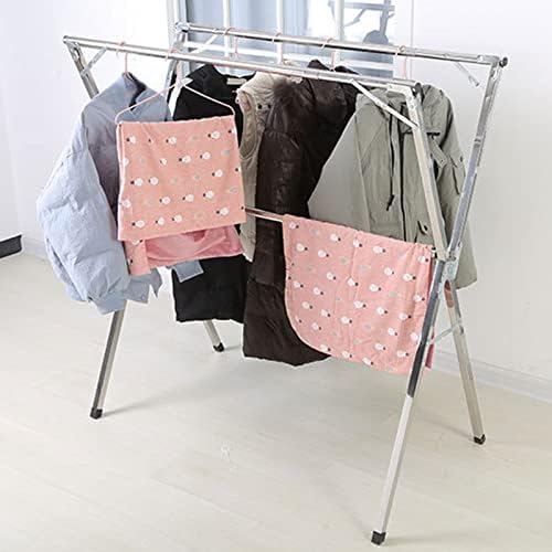 Adjustable Garment Rack, Clothes Racks for Hanging, Foldable Clothes Rack Extreme Stability Stainless Steel Compact for Foldable Easy Storage（200cm）