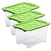 Rotho Evo Safe Keeping 3er-Set Aufbewahrungsbox Deckel, lebensmittelechter Kunststoff (PP) BPA-frei, transparent/grün, 15l