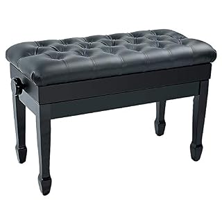 TEmkin Tabouret de Piano Banc de Piano Tabouret de Banc de Piano réglable, Compartiment de Rangement de Grande capacité en Cuir PU Noir en Bois Massif Style Vintage - Les Beatles, Paul McCartney, John Lennon, RIngo Starr, George Harrison