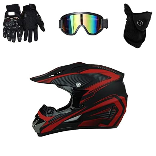 Motocross Youth Kids Hjälm BMX MX ATV Smuts cykelhjälm, Full Face Motocross Quad Youth Helmet PUNKT Godkända Offroad Street Hjälm handskar, skyddsglasögon, Mask 4 Piece Set (Size : X-Large)