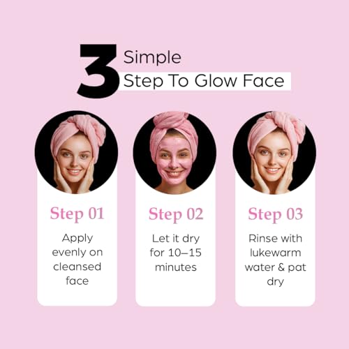Image of Sanfe Pink Clay Mask for Face | Brightening Face Pack | Detox Clay Mask for Oily & Acne-Prone Skin | Controls Oil, Clears Blackheads & Tightens Open Pores | 10X Powerful Glow | 20 gm