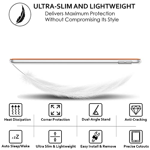 Image of DuraSafe Cases For iPad PRO 12.9 Inch 1st [ Pro 12.9 1 Generation 2015 ] A1652 A1584 ML3Q2HN /A ML3N2HN /A ML3K2HN /A ML0H2HN /A Trifold PC Lightweight Smart PU Leather Protective Hard Back Cover - Orange