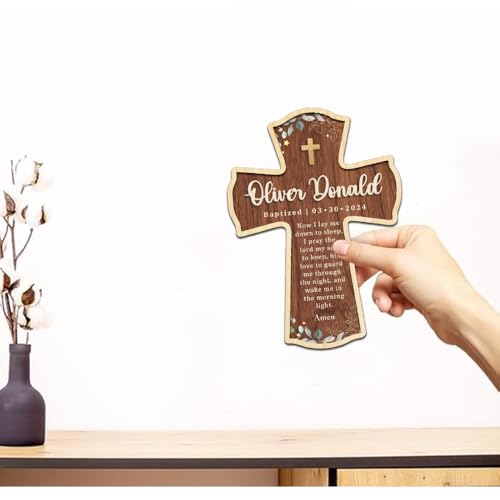 Image of Personalized Baptism Cross wood sign, Wooden sign Baptism gifts for Baby, Baptism Gift Girl /Boy, Christening Gifts Crosses for children, Baptized Cross Sign, Dedication Gift, Christening Gifts - A4