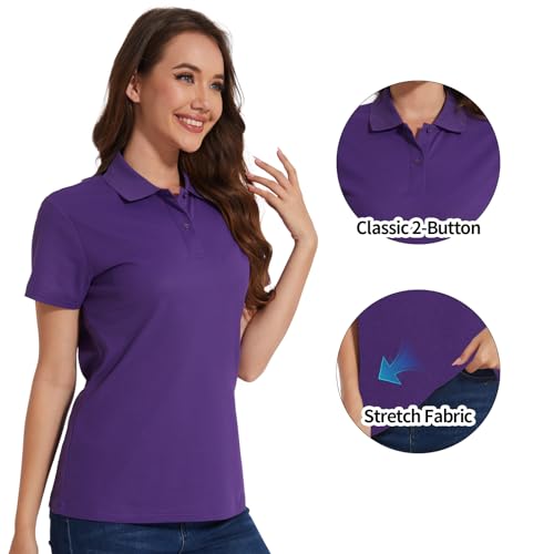 Image of Casei Womens Shorts Sleeve Polo Golf Shirts Quick Dry UPF 50+ Tennis Pickleball Top Collared Casual Work Athletic Shirts
